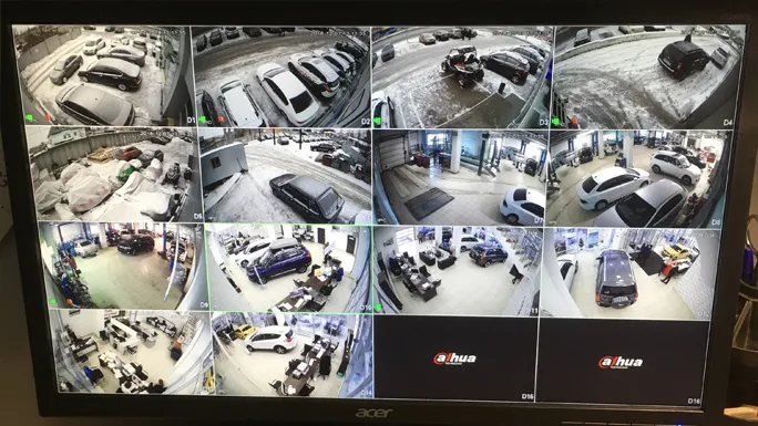 монтаж системы видеонаблюдения в автосалоне